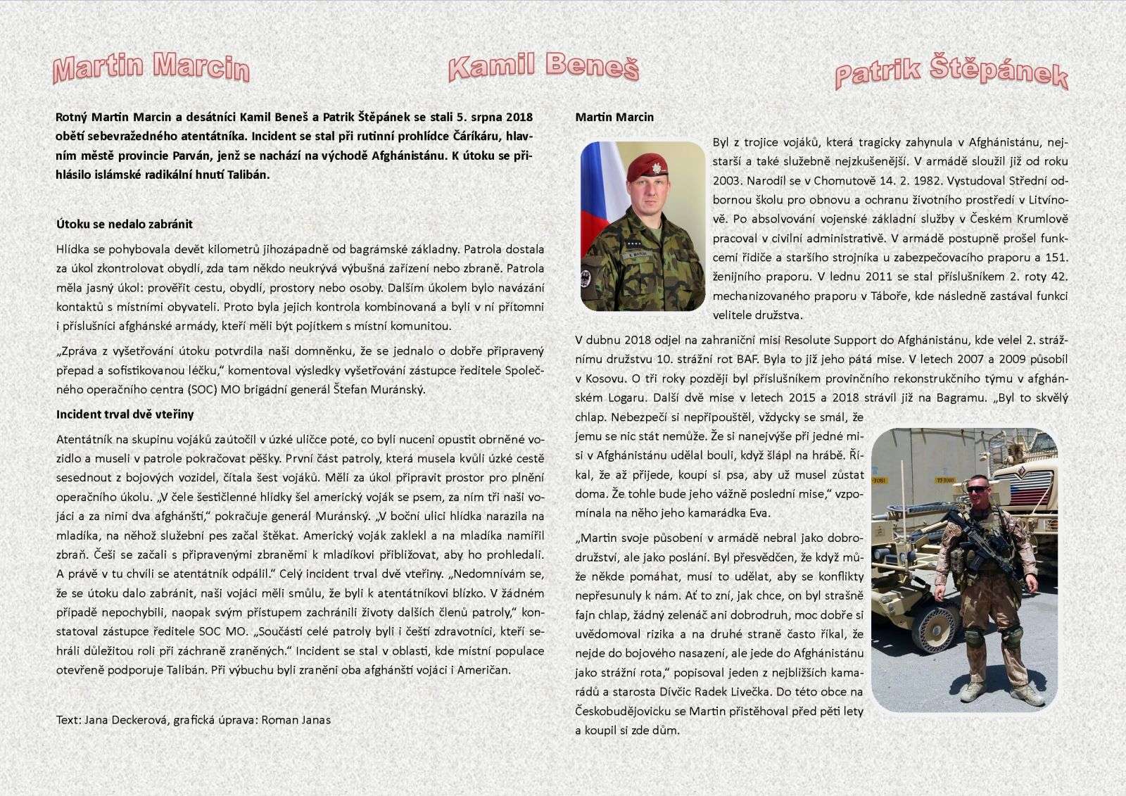 Martin Marcin, Kamil Beneš, Patrik Štěpánek (první strana)